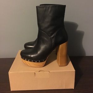 Zara Black Leather Platform Boots